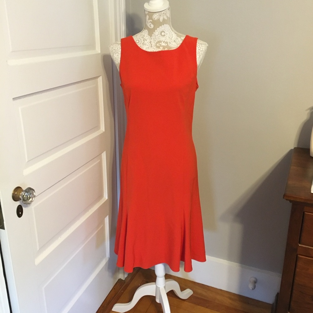 Orange dress size 8 sleeveless ruffled lined